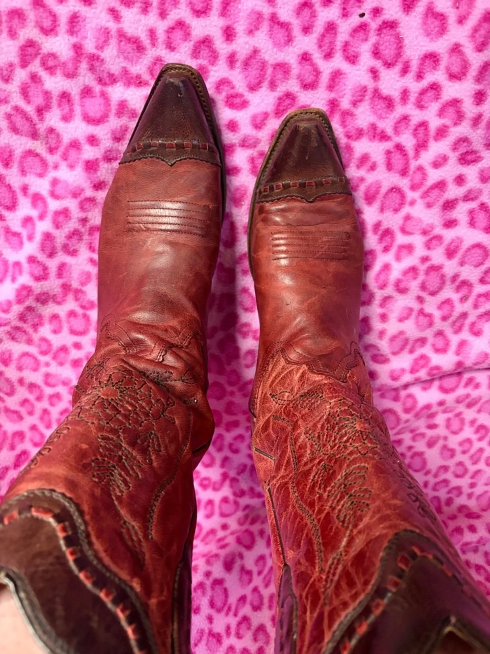 Corral Two Toned Brown Leather Cowgirl Boots Sz 9 - Picture 8 of 10